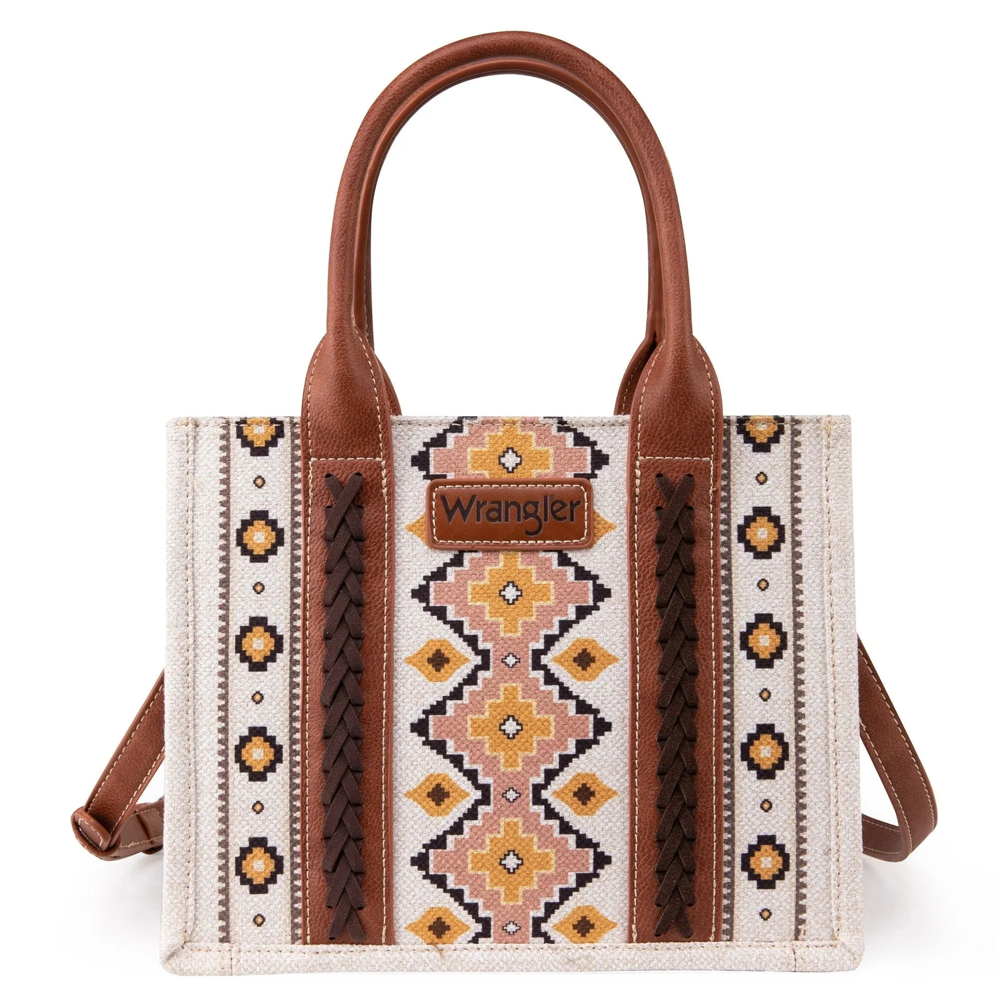 WG2202-8120S Wrangler Southwestern Print Small Canvas Tote/Crossbody  Coffee