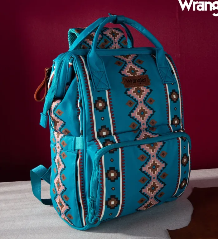 WG2204-9110 Wrangler Aztec Printed Callie Backpack - Turquoise