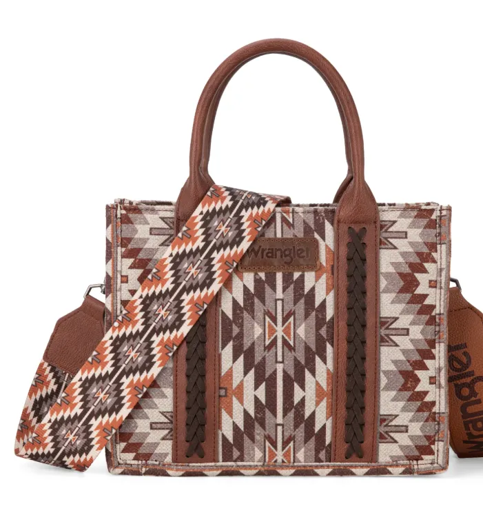 WG2213-8120S  Wrangler Southwest Art Print Tote Tan