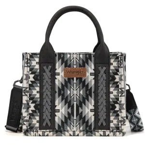 WG2213-8866S  Wrangler Southwestern Pattern Dual Sided Print Mini Tote/Crossbody -BLACK
