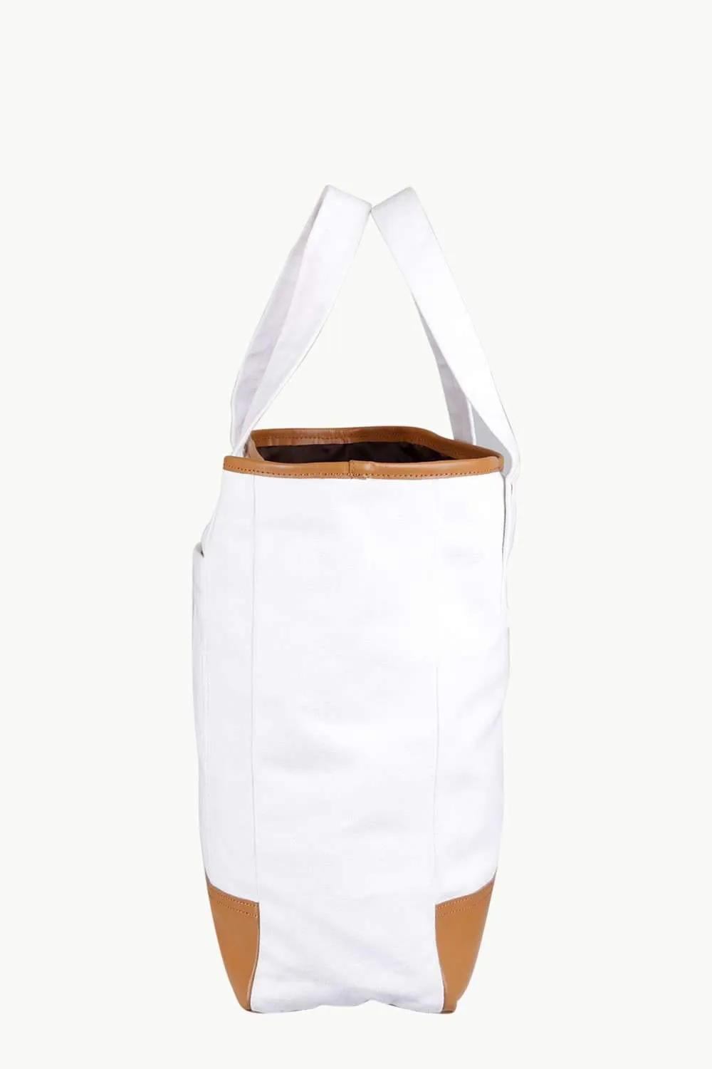 White Twill Faux Detail Tote Bag