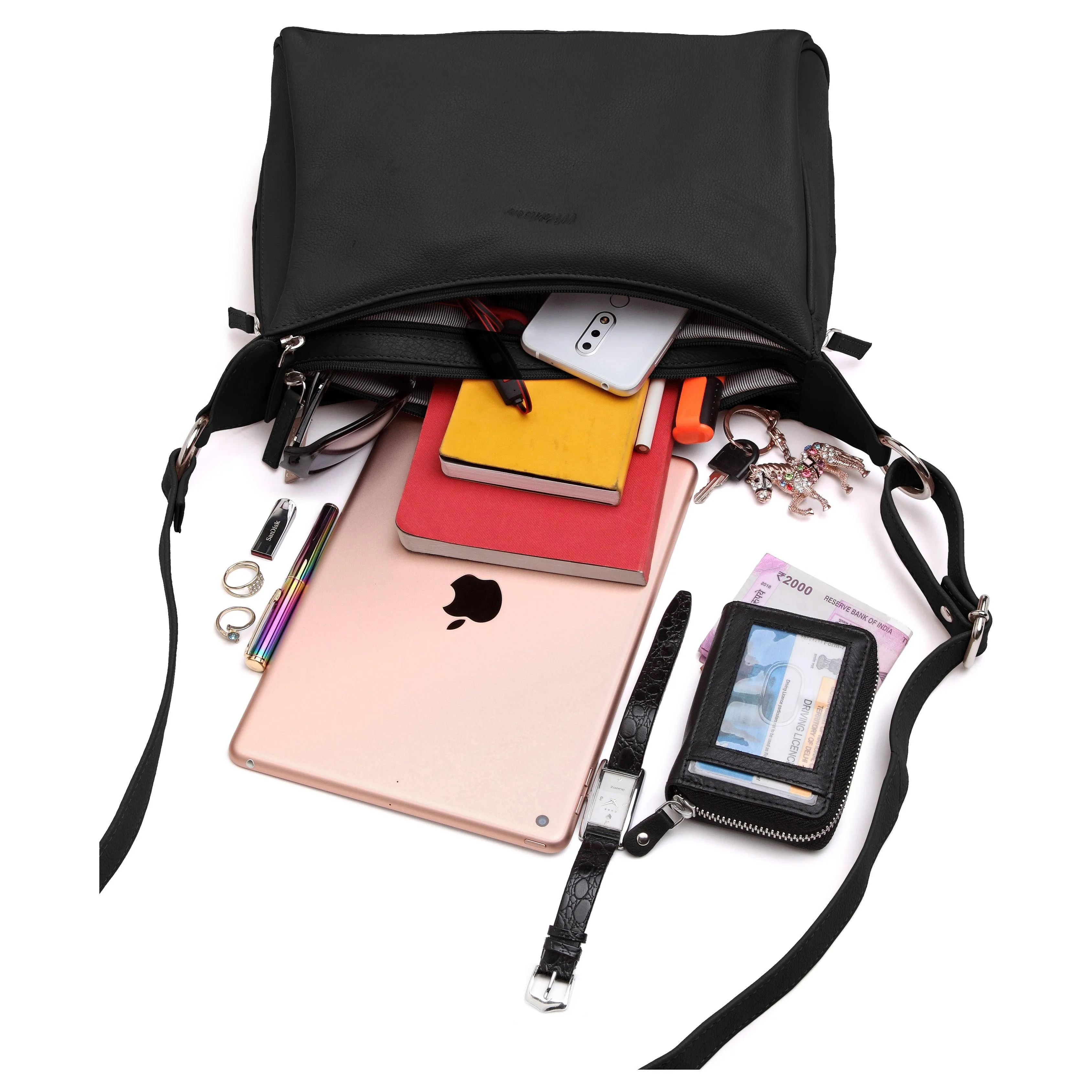 WildHorn® Upper Grain Genuine Leather Shoulder Bag | Cross body Bag With Adjustable Strap for Girls & Women.