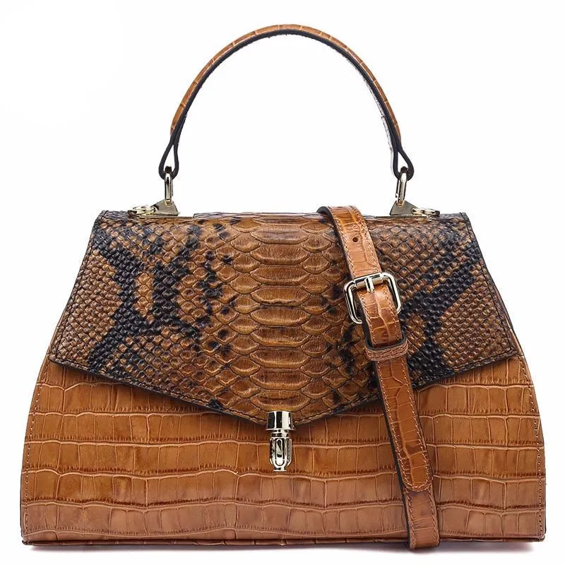 Women Top-handle Bags Embossed Genuine Leather