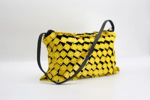 Wooden Squares Bag - Hand-crocheted - Yellow