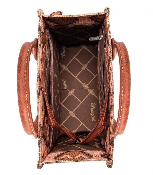 Wrangler Southwestern Print Small Canvas Tote/Crossbody - Coffee