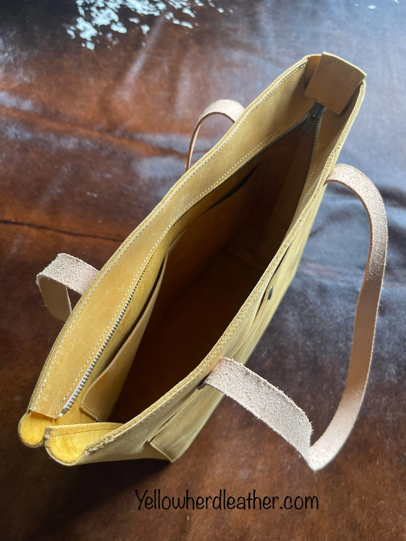 Yellow Classic Leather Tote
