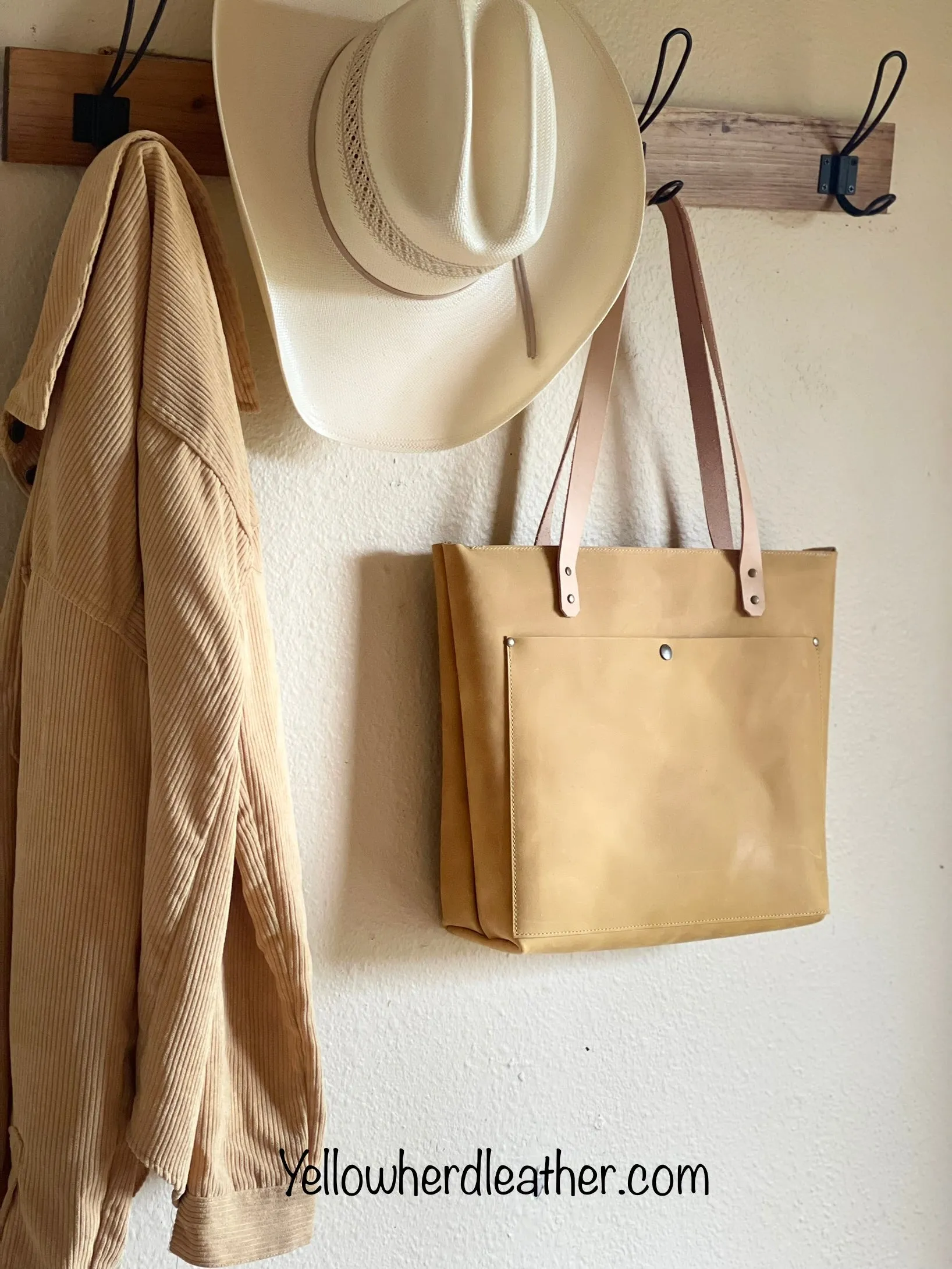 Yellow Classic Leather Tote