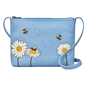 Yoshi Bee Happy Parker Blue Leather Cross Body Bag