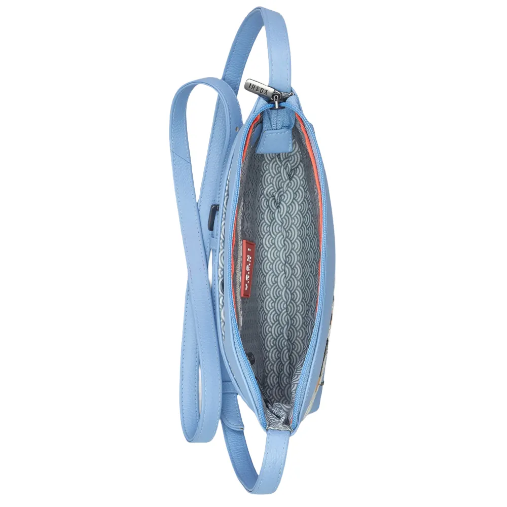 Yoshi Bee Happy Parker Blue Leather Cross Body Bag