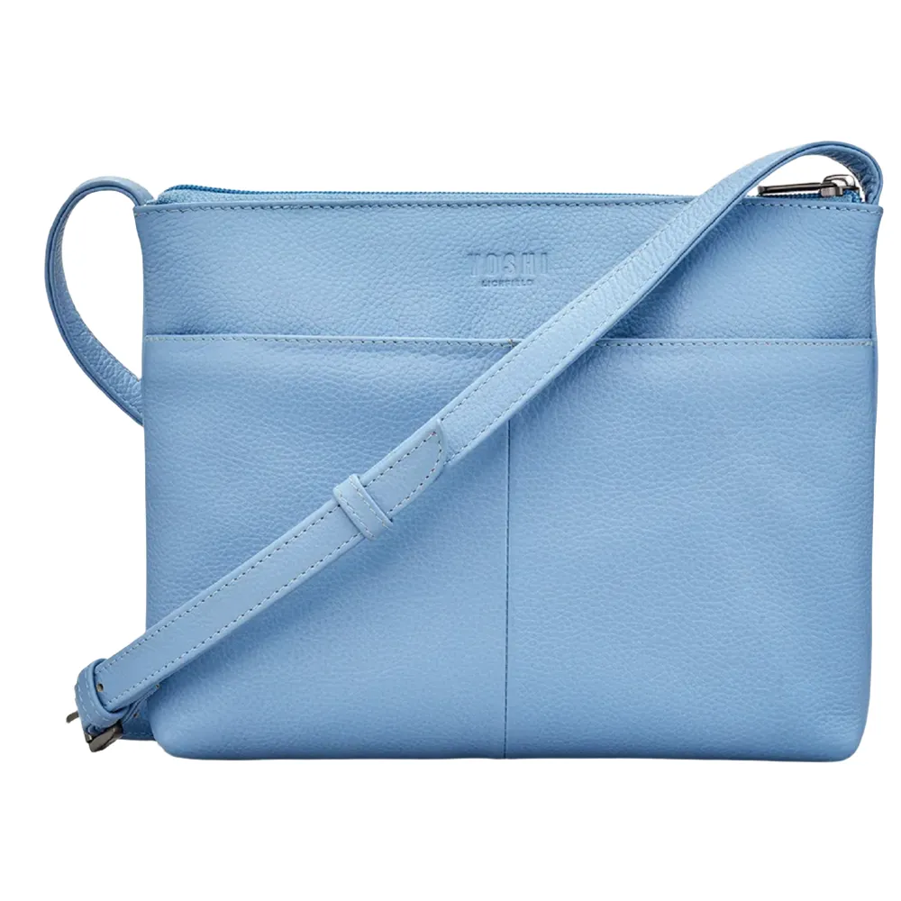 Yoshi Bee Happy Parker Blue Leather Cross Body Bag