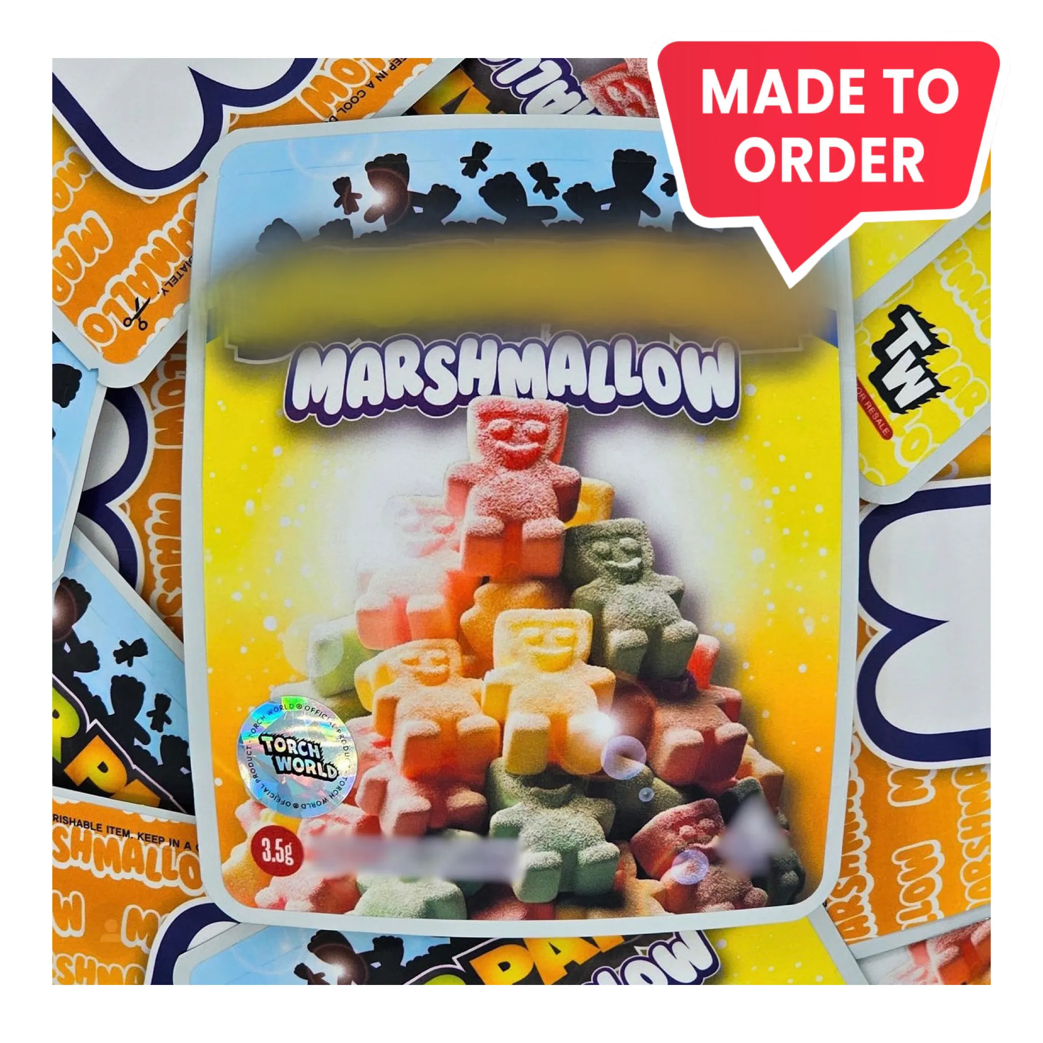 Zour Patch Marshmallow 3.5g Mylar Bags Sprinklez Torch World (made-to-order)